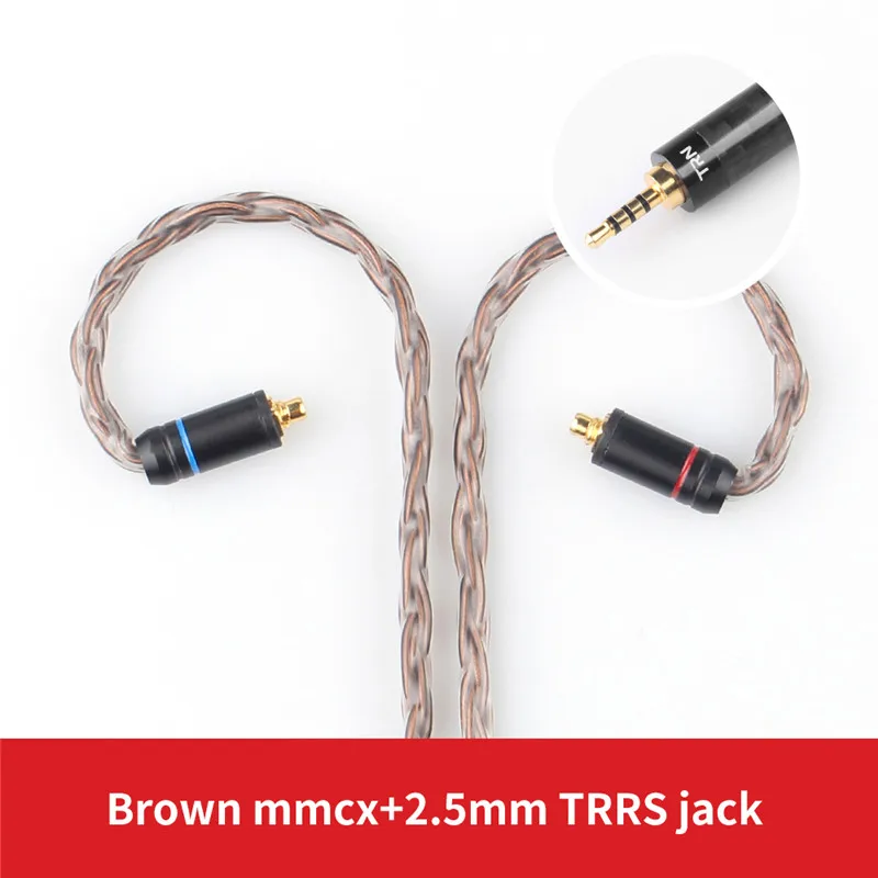 Лампа указателя 16 Core с серебряным покрытием 2,5/3,5/4,4 мм балансный кабель для 0,75 0,78 2pin/разъемом mmcx обновления Hifi кабель для лампа указателя V80/плотным верхним ворсом KZ/TFZ - Цвет: Brown  mmcx  2.5mm