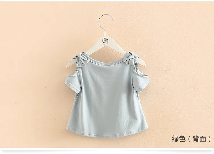 2018 Summer New Design Cotton Princess Short Sleeve O-Neck Strapless Off-Shouler Floral Cute Children Kids Baby Girl T-Shirt (4)