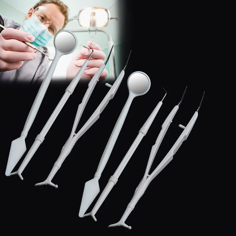 10 пакета(ов) одноразовые зубные рот зеркало щипцы зонд Стоматолог лаборатории материалы гигиена полости рта стоматологические инструменты Уход за полостью рта комплект