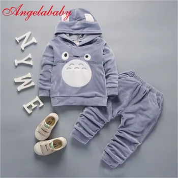 

Fashion Children Boys Girls Cartoon Clothing Suits Baby Velvet Hoodies Pants 2Pcs/Sets Kids Winter Clothes Toddler Tracksuits