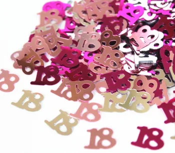 

Girls Quinceaneras age 18th birthday party decoration number 18 pink burgundy Black Silver GLITZ sprinkles foil CONFETTI