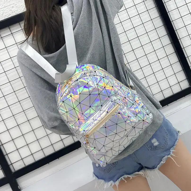 

2019 Small Women's Bag New Female Holographic Laser Backpack Feminina Schoolbags Fashion Female Mini Travel School Bag Packs