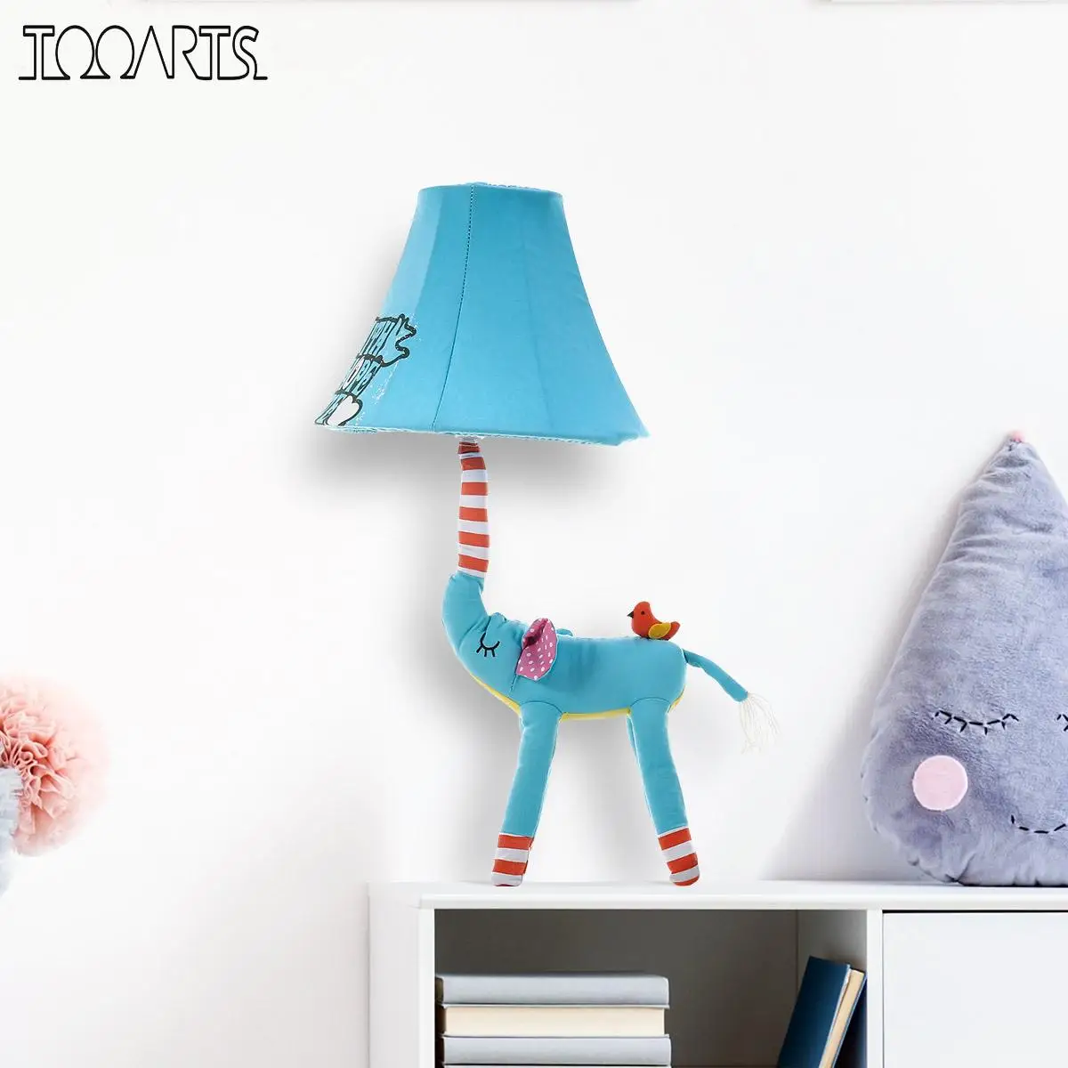 Blue Elephant Figurine Lamp Animal Table Night Light For Kids Lampshade Bedroom Nursery Room Without Led Bulb Figurines Miniatures Aliexpress Blue Elephant Figurine Lamp Animal