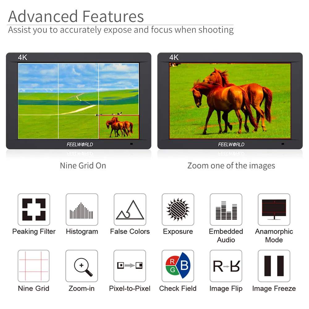 Feelworld FW703 7 inch On Camera DSLR Monitor Field 3G SDI 4K HDMI FULL HD 1920x1200 IPS Screen wit