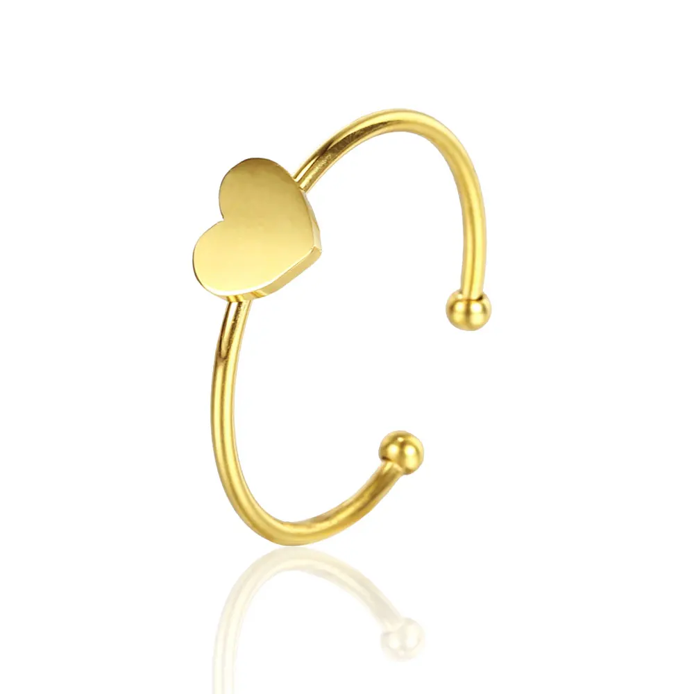 

OUFEI Jewelry Accessories Punk Finger Rings for women Stainless steel Couple Rings Female Adjustable Boho Love Ring Heart ring