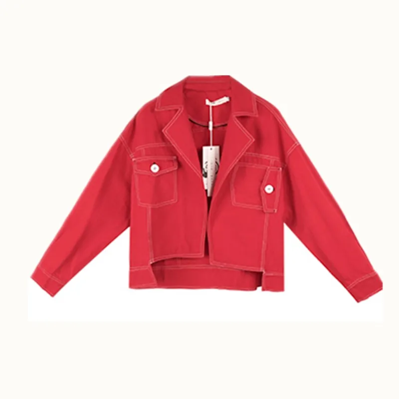 Autumn Women Denim Jacket 2018 New Loose Cowboy Wild Jacket Suit Collar Pocket Decoration Long Sleeve Short Denim Jackets Z126