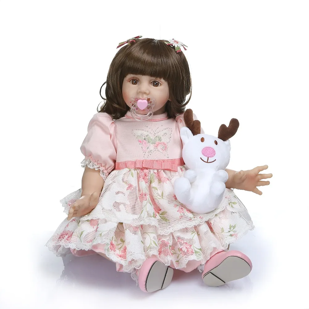 24/" Reborn Toddler Girl Toy Lifelike Vinyl Princess Baby Alive Doll Lovely Gift