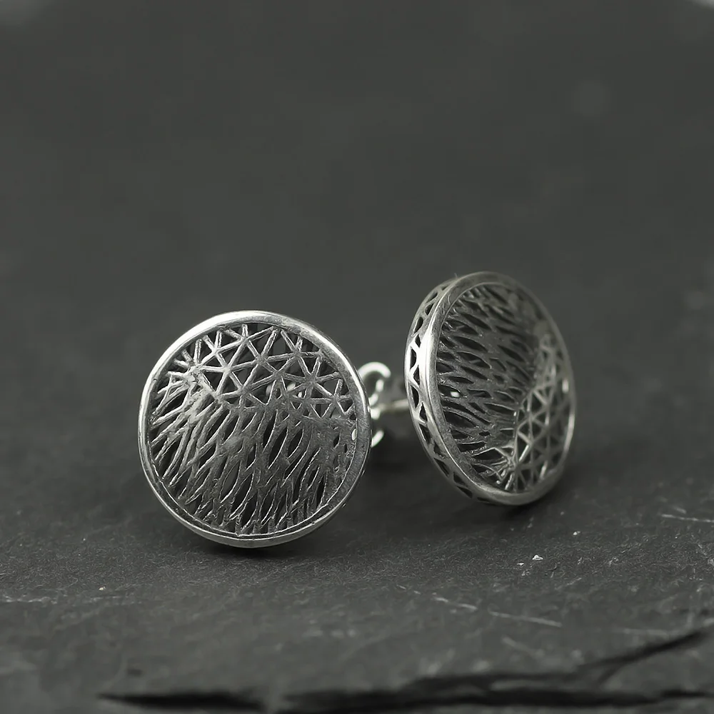 Original Design Real 925 Sterling Silver Vintage Elegance Stud Earrings For Women Hollow Design Round Shape Flowers Earrings Original Design Real 925 Sterling Silver Vintage Elegance Stud Earrings For Women Hollow Design Round Shape Flowers Earrings