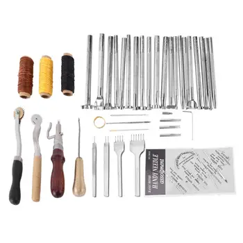 

48Pcs Leather Craft Hand Tools Kit for Sewing Stitching Punch Carving Work