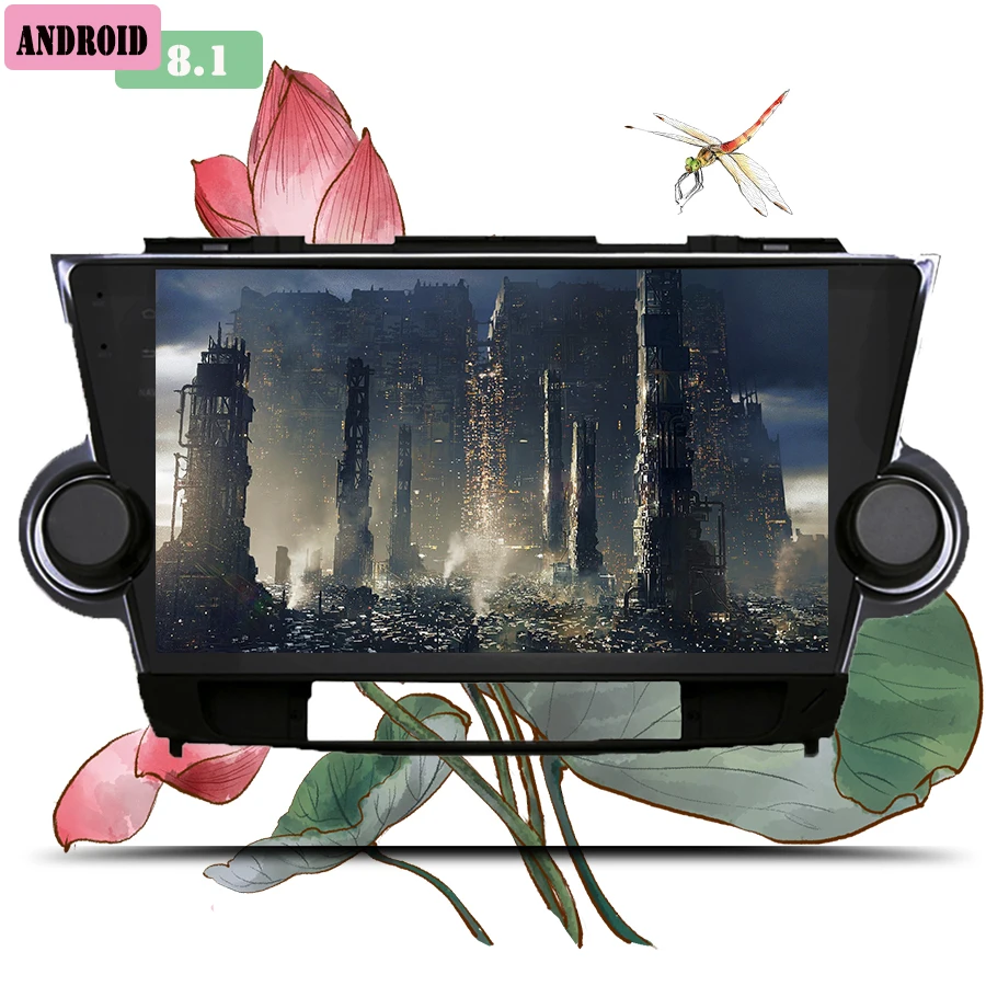 Cheap 2 Din Android 8.1 Car radio Multimedia Video Player built-in Gps map wifi usb For Toyota Highlander 2009-2013 car pc tablet tape 1