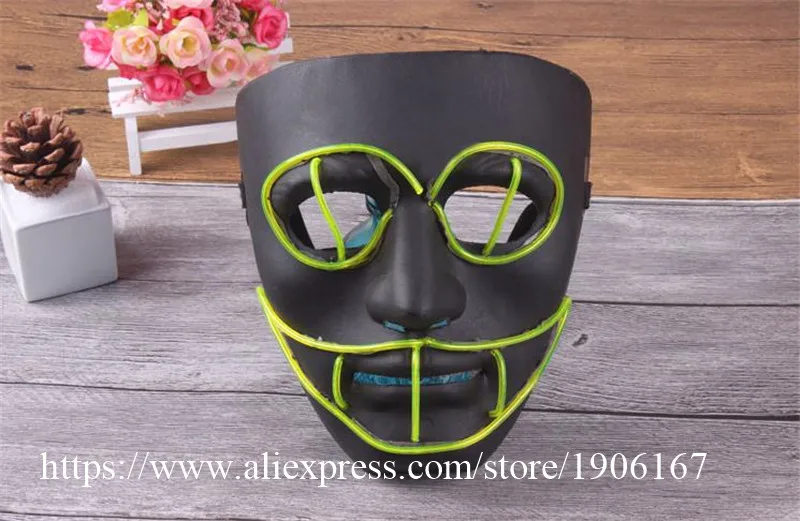 New Year Flash El Wire Led Glowing Beauty Christmas Party Mask Hot Sale06