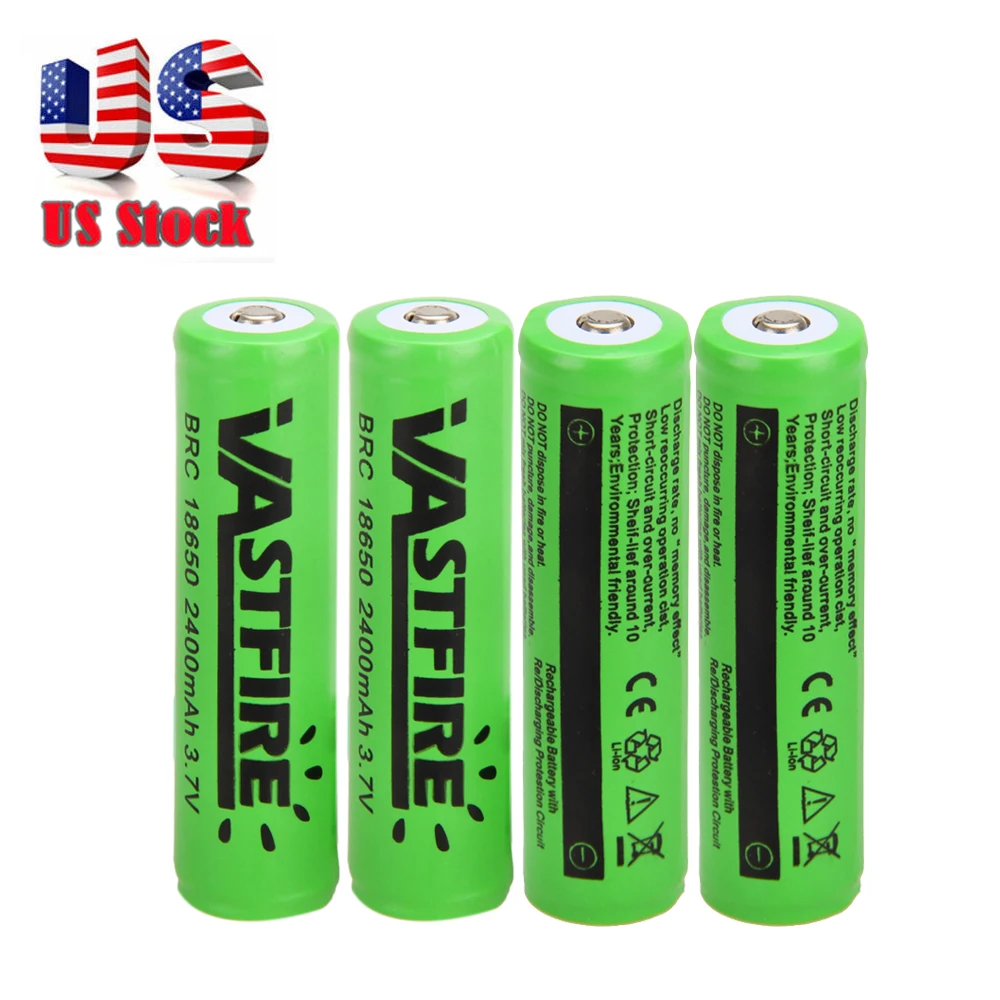 

4 pic/lot VastFire Rechargeable 18650 Battery 2400mAh 3.7v For Bicycle Light Lantern battery