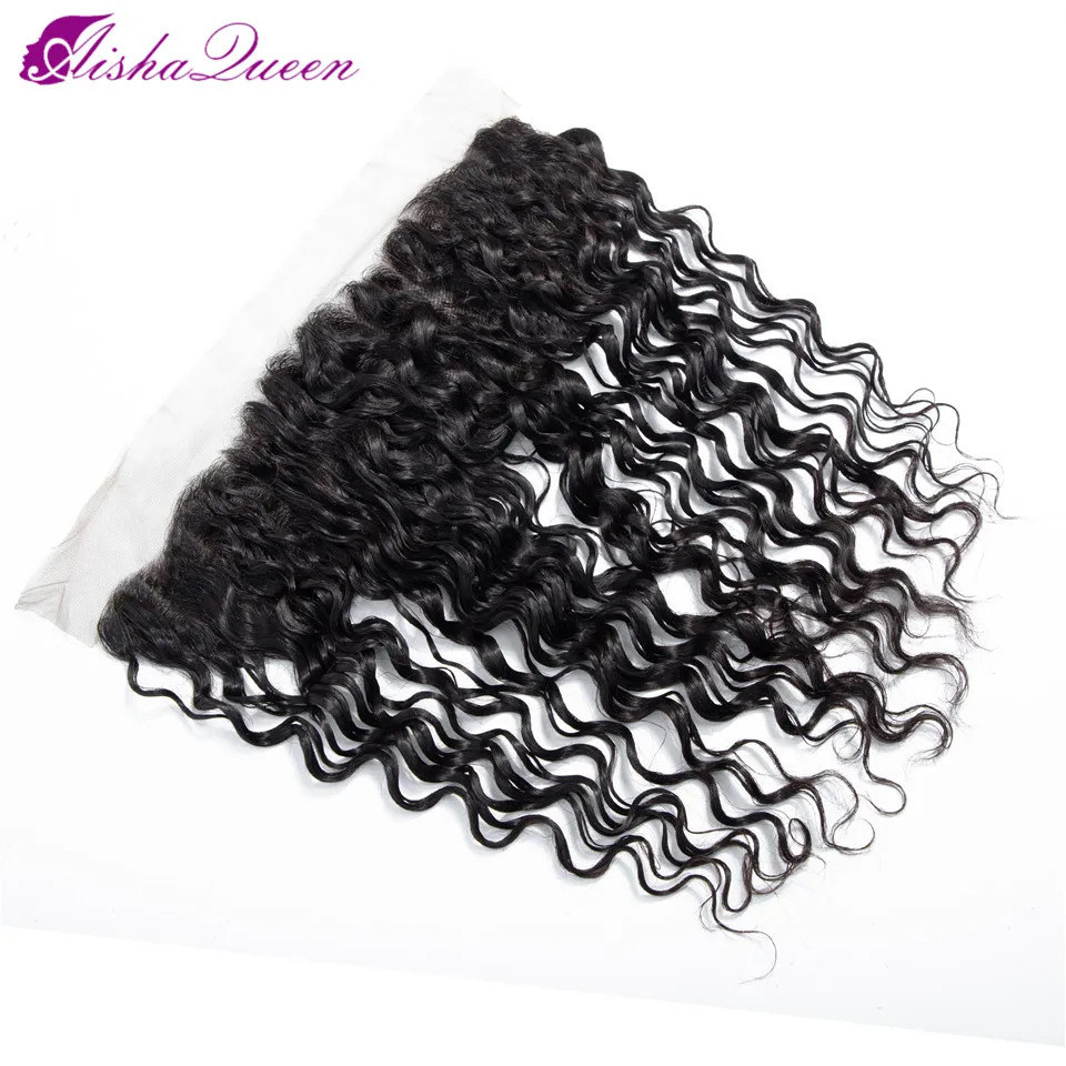 Aisha Queen Deep Wave Frontal Closure Pre Plucked Peruvian Non Remy Human Hair Frontal 13x4 Lace Frontal Closure With Baby Hair