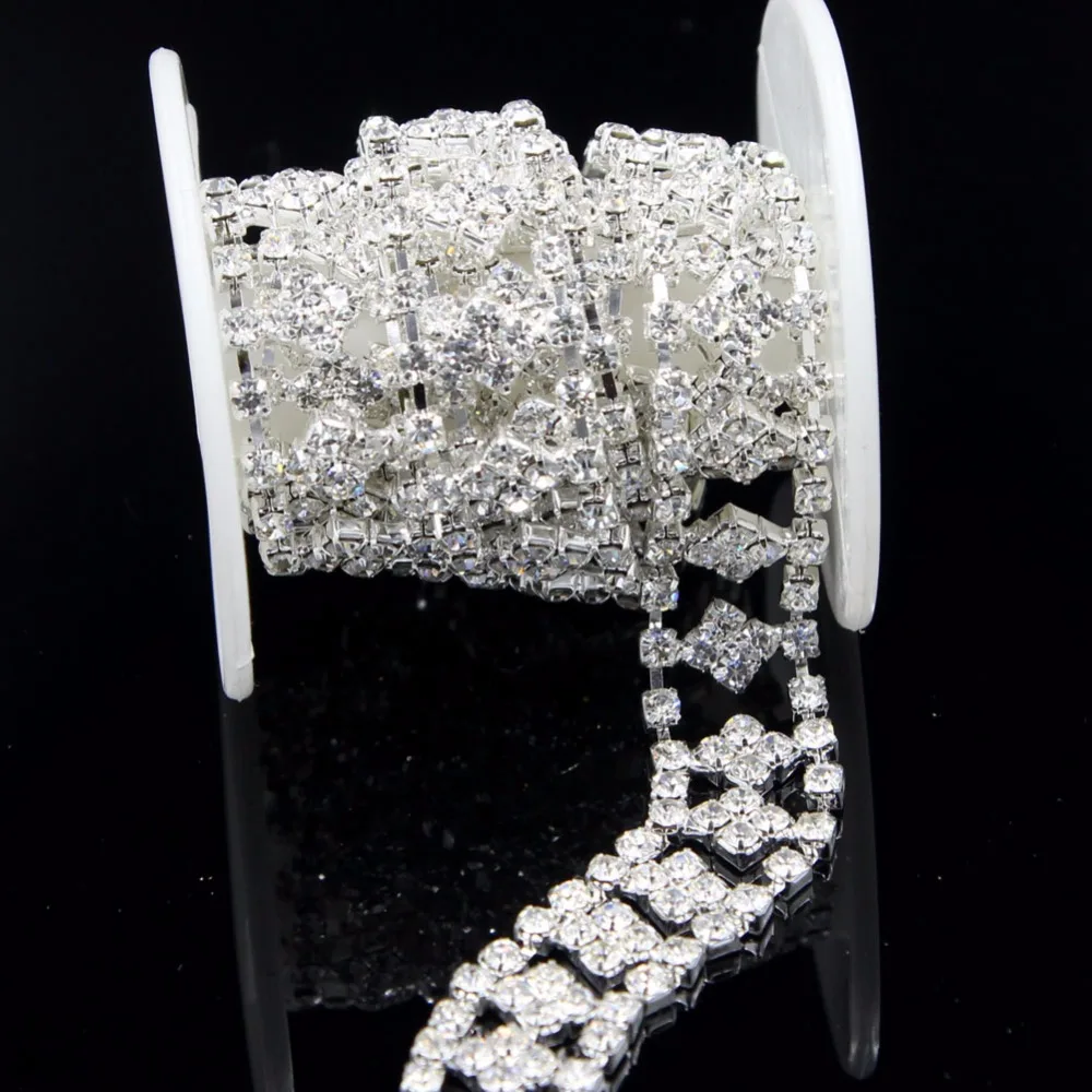 1 Yard Silver Sew On Rhinestone Trim Simple Crystal Trimming For