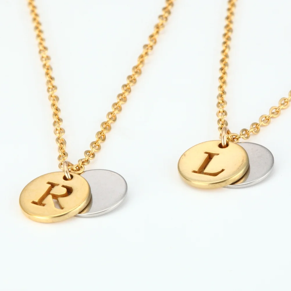 

Initial Necklace Stainless Steel Initial Disc Letter Necklaces Women Men Monogram Celebrity Inspired Jewelry Bridesmaids Gift