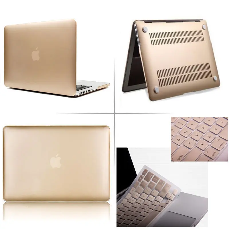 Матовая поверхность, Матовый Жесткий Чехол для ноутбука+ силиконовая клавиатура для Apple Macbook Pro 15 с сенсорной панелью, Модель: A1707 A1990 - Цвет: Glod