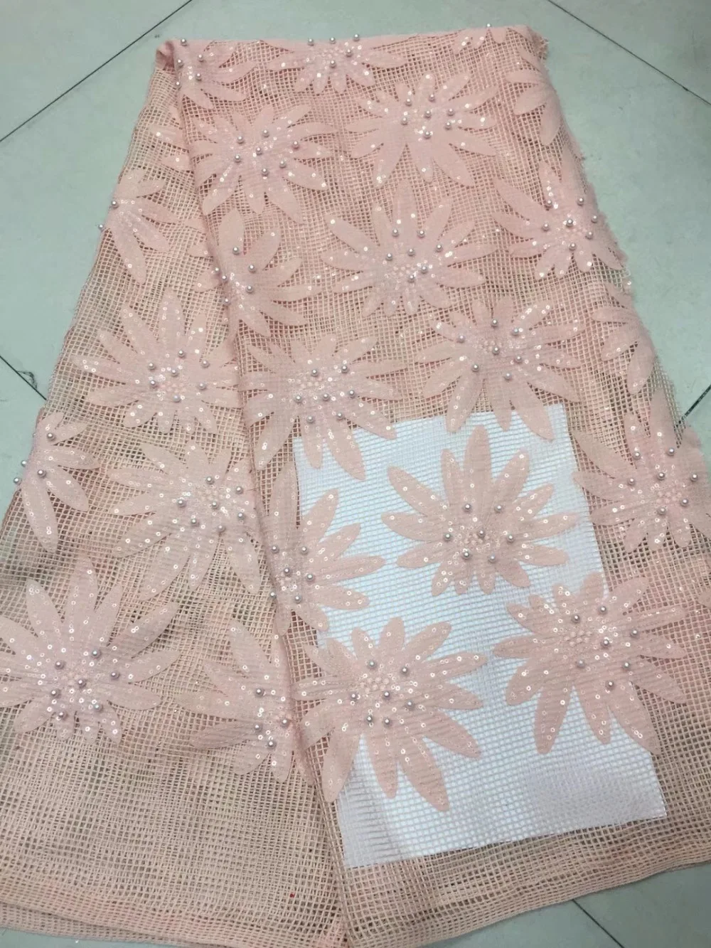 

Nigerian Lace Fabric 2018 High Quality Lace African Lace Fabric With Beads Embroidery French Lace Fabric