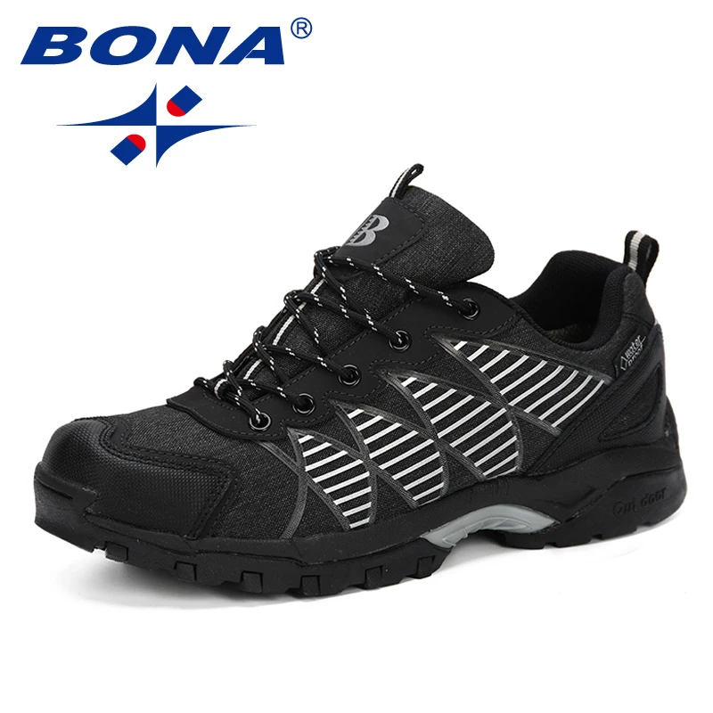 Ceny BONA 2019 nowe klasyki stylu męskie buty profesjonalne odkryty męskie sportowe buty do biegania skórzane zasznurować modne męskie buty