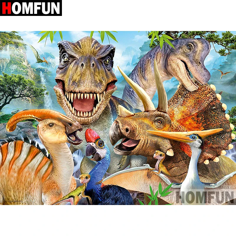 

HOMFUN 5D DIY Diamond Painting Full Square/Round Drill "Animal dinosaur" Embroidery Cross Stitch gift Home Decor Gift A08392