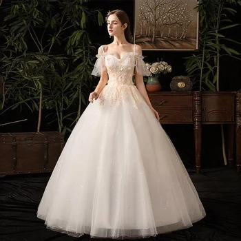 PRECIO ESPECIAL  ❤️ Vestido De novia con tirantes finos y cuello De barco, apliques De encaje, De talla grande, ajustado, novedad, 2019 - discount item 32% OFF Bodas y eventos