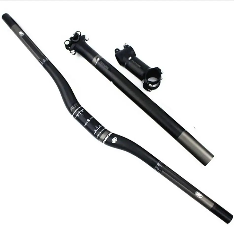 FUTURE Full Carbon Fiber Bicycle Handlebar Set 3k Flat Riser Handlebar +stem +seatpost Mtb Road Mountain Bike Bicicleta Bicycle цена FUTURE Full Carbon Fiber Bicycle Handlebar Set 3k Flat Riser Handlebar +stem +seatpost Mtb Road Mountain Bike Bicicleta Bicycle цены онлайн