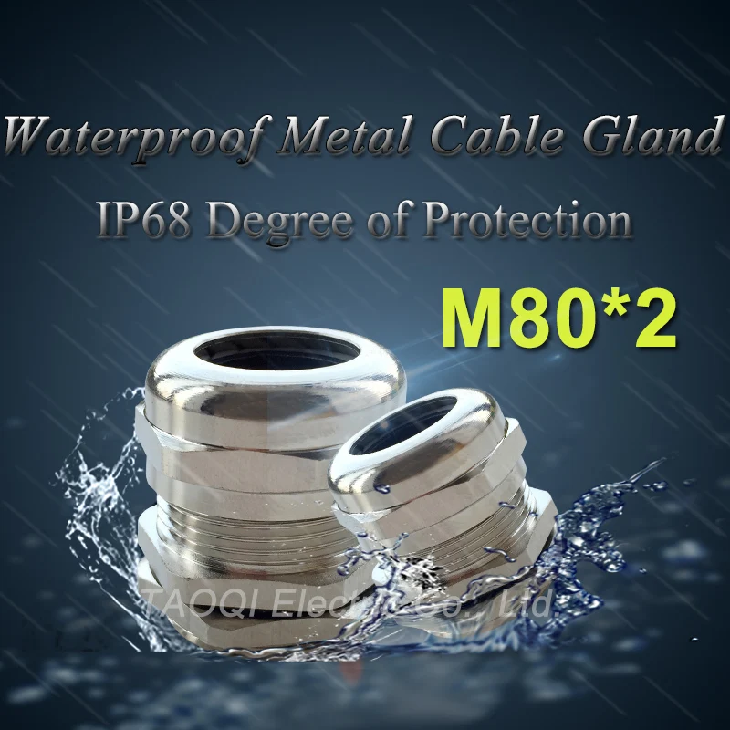1piece M80*2 Nickel Brass Metal IP68 Waterproof Cable Glands Connector