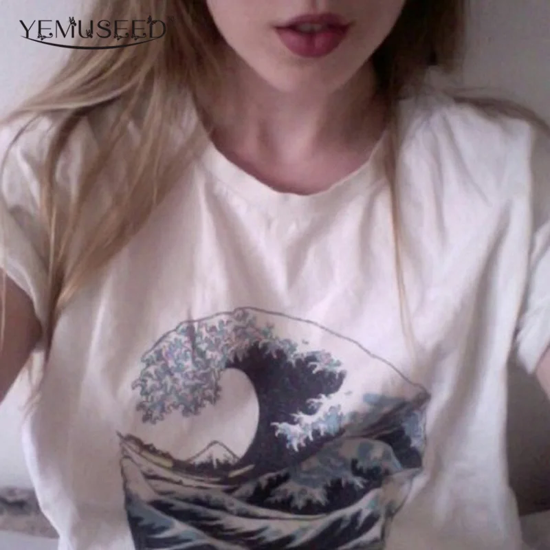 2016 Новинка Harajuku топы футболки GreatWave Женская белая футболка Blusa Camisetas mujer | одежда