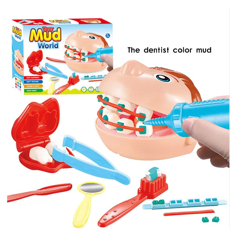 3D Color Clay Mold Toys Plasticine Modeling Tool Kit for Children Dental Doctor Role Playing Kid Girl Playdough Educational Toy 3D Color Clay Mold Toys Plasticine Modeling Tool Kit for Children Dental Doctor Role Playing Kid Girl Playdough Educational Toy