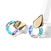 Необычные круглые серьги-гвоздики из камня с кристаллами от Swarovski для женщин, вечерние серьги золотого цвета в богемном стиле, индийские ювелирные изделия для пирсинга