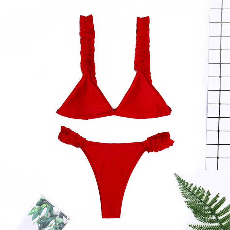 Ruffle Bikinis 2019 Push Up Brazilian Bikini Set Micro Biquini Mini Swimsuit Women Solid Swimwear Sexy Bathing Suit Beachwear Ruffle Bikinis 2019 Push Up Brazilian Bikini Set Micro Biquini Mini Swimsuit Women Solid Swimwear Sexy Bathing Suit Beachwear