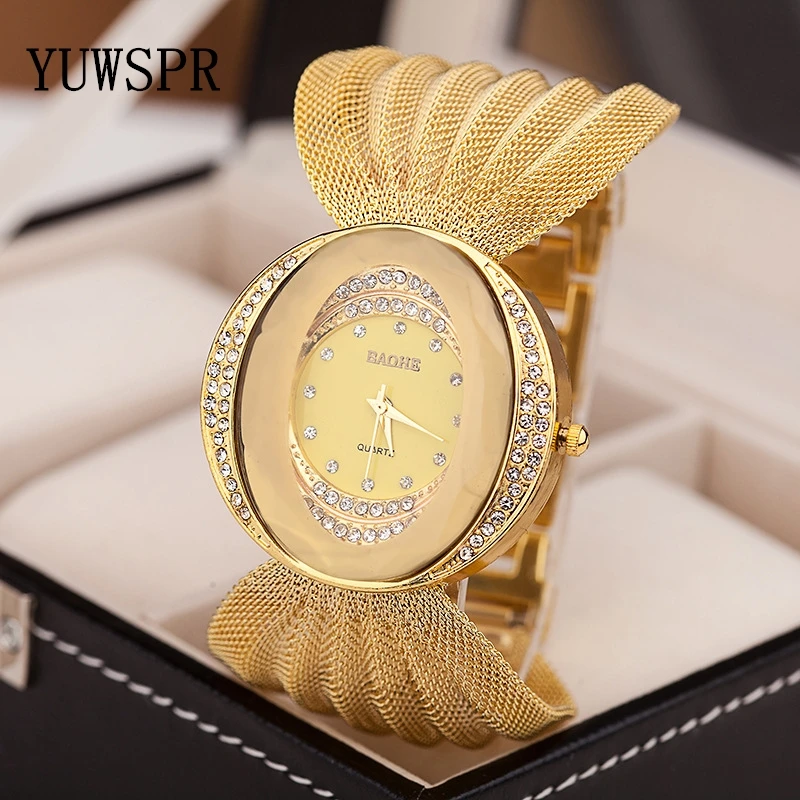 Часы женские специальный дизайн крафтовый Браслет овальный широкий золотой и серебряный наручные часы с ремешком-сеткой дамские повседневные модные часы