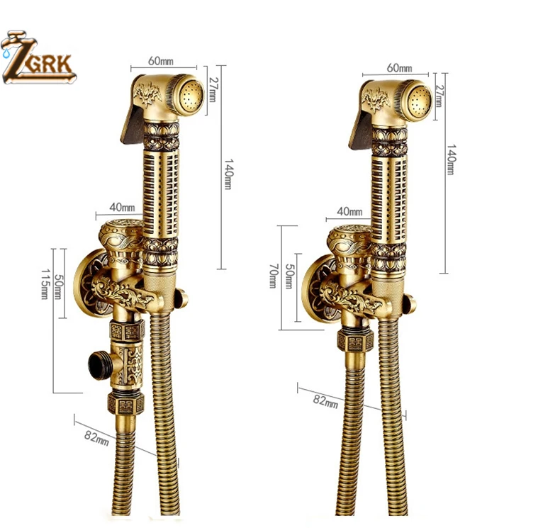 ZGRK Ванная комната Душ попка биде скребок латунь кран системы стиральная кран хвост анальный сопла настенный ручной гигиенический