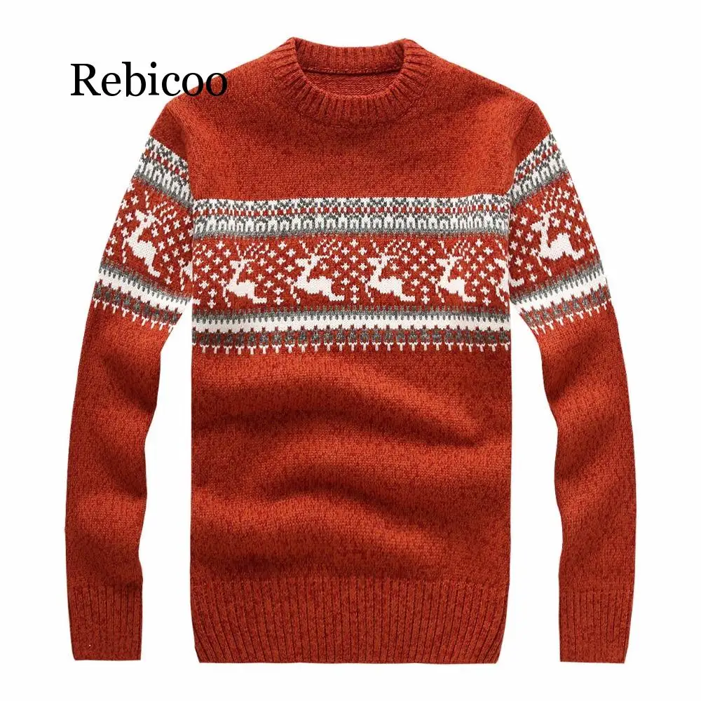 Новинка осенняя и зимняя модная брендовая одежда мужской Рождественский свитер с оленем тонкий мужской вязаный свитер - Цвет: Красный