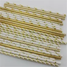 ipalmay Fast Shipping! 15000pcs Mix Pattern Paper Straws Gold Birthday Party Supplies Drinking Straws,Wedding Baby Shower Favor