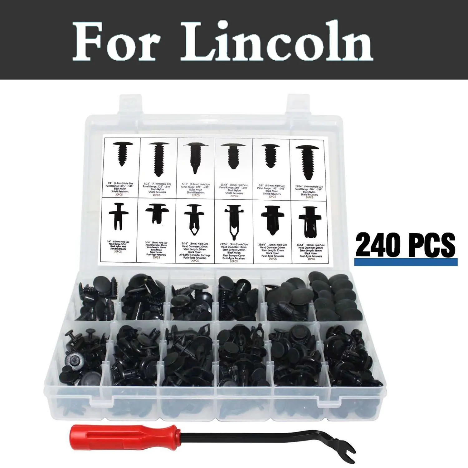 240pcs Bumper Clips Car Plastic Rivets Fasteners Push Retainer Kit Fits