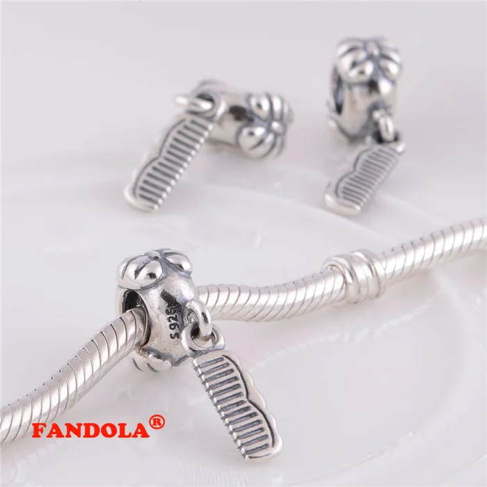 

Fits for Pandora Charms Bracelets Lovely Locks Comb Beads 925 Sterling Silver Jewelry Free Shipping