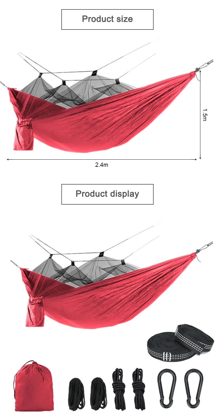 Single Person Portable Outdoor Camping Hammock With Mosquito Net 8pc accessories Adult Sleeping Bed Picnic Hanging Bed Hammock