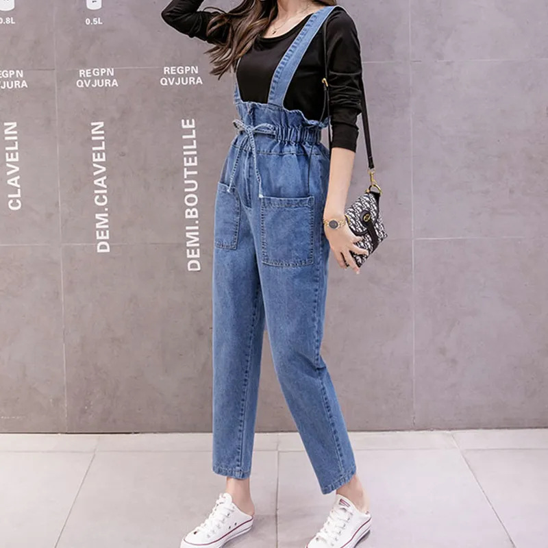 

JUJULAND Jean overalls Elastic waistline loose jeans