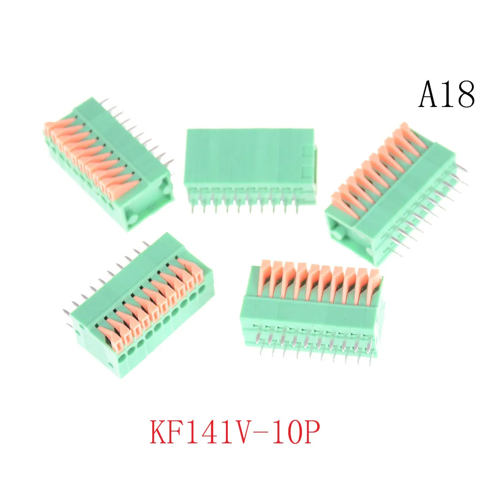 5 шт./лот KF141R KF141V 2,54 мм Шаг печатной платы прямой ногой разъемы 2/3/4/5/6 /7/8/9/10 P Весна Screless Медь зеленый клеммный блок - Цвет: 18