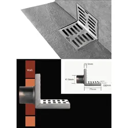 304 из нержавеющей стали, однослойный боковой ряд, дренажный настенный ряд, Балконная стена, угол L, слив для водостока, дренаж для пола