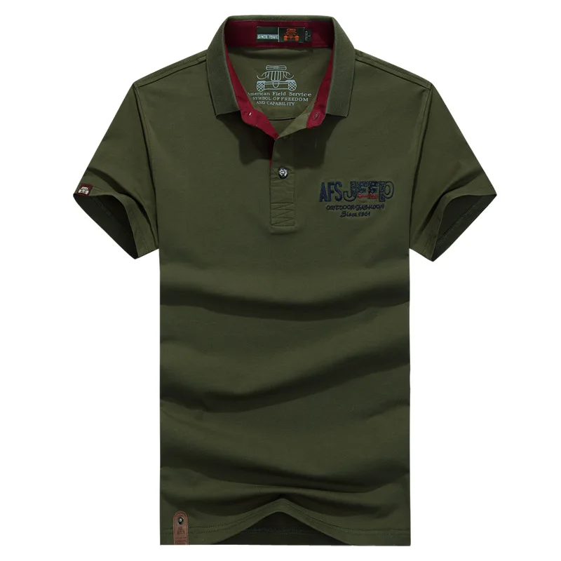 

AFS JEEP Brand Polo Men Cotton Summer Polo Shirt Solid Casual Loose Breathable Polos Para Hombre Military Polos De Marca M-XXXL
