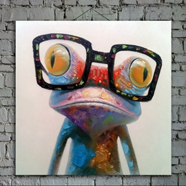 Абстрактный животных мультфильм холст картина стены искусства для украшения дома Счастливая лягушка ручная роспись, картины для детской