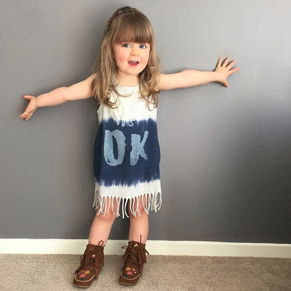 

Baby Girl Clothes Girls Dresses Summer 2019 Cotton Girls Dress Sleeveless Letter Tassel Love Cute Dress Girl Party Kids Clothes