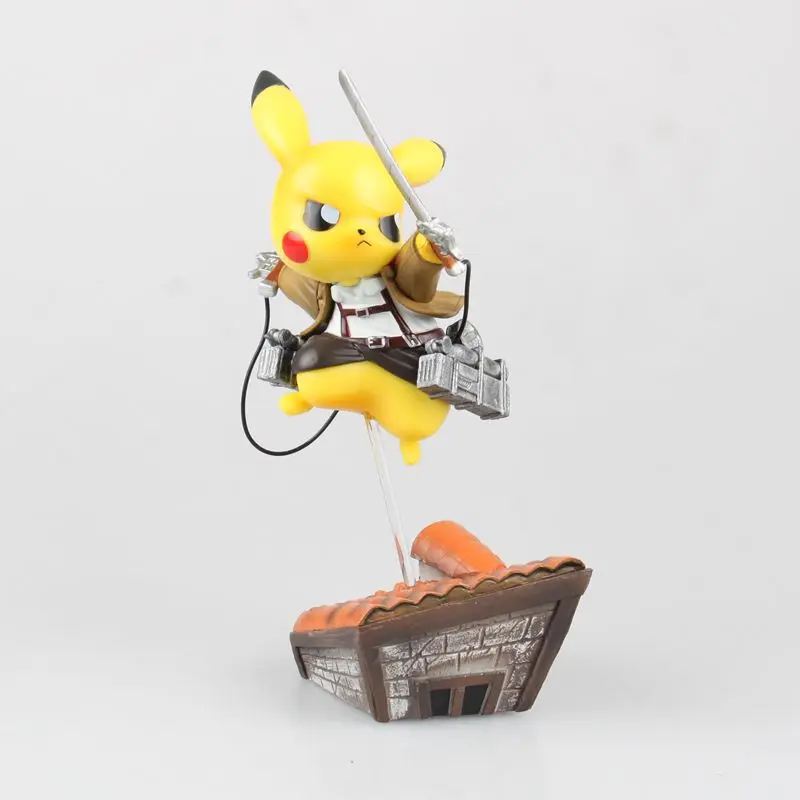 

HKXZM Anime Figure 15CM Cartoon P GO Pikachu Cosplay Attack on Titan PVC Figure Collection Model Christmas Gift Toys