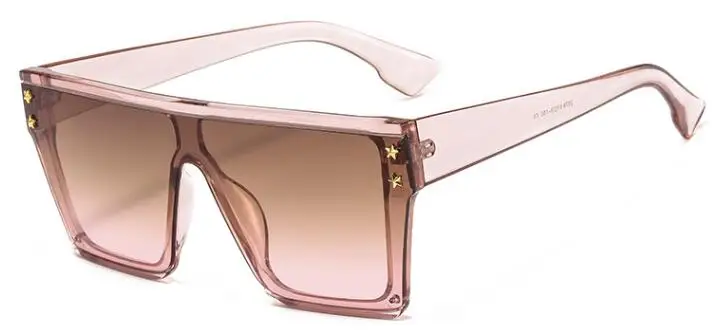brown pink lens Звездные черные солнцезащитные очки дизайнерские брендовые роскошные женские трендовые квадратные плоские солнечные очки Женские оттенки Lunette Soleil Zonnebril - Цвет линз: brown pink lens