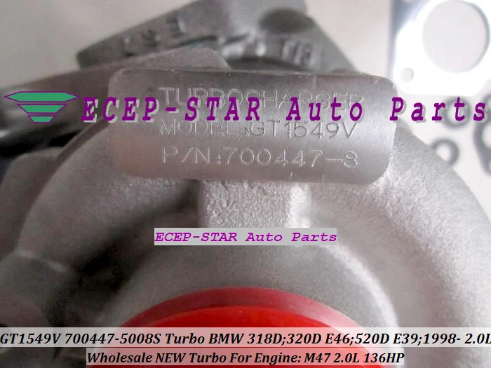 GT1549V 700447-5008 S 700447-0008 700447 11652248901 11652248905 11652247297 Turbo для BMW 318D 320D E46 520D E39 M47 2.0L 136HP