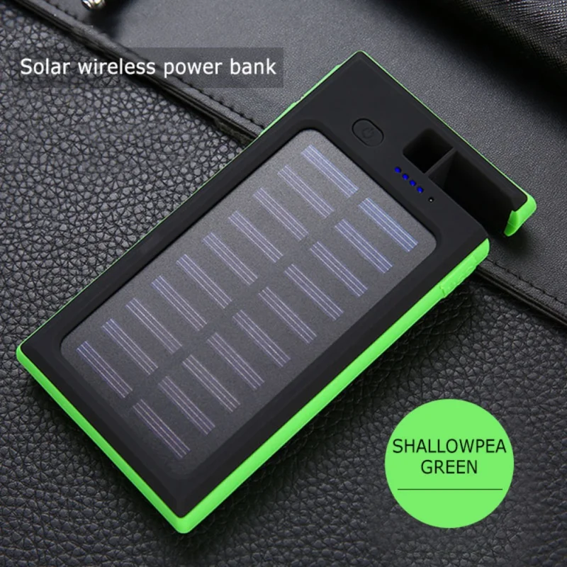 20000 мАч беспроводной солнечный телефон внешний аккумулятор 2 USB светодиодный портативный водонепроницаемый аккумулятор зарядное устройство с держателем телефона