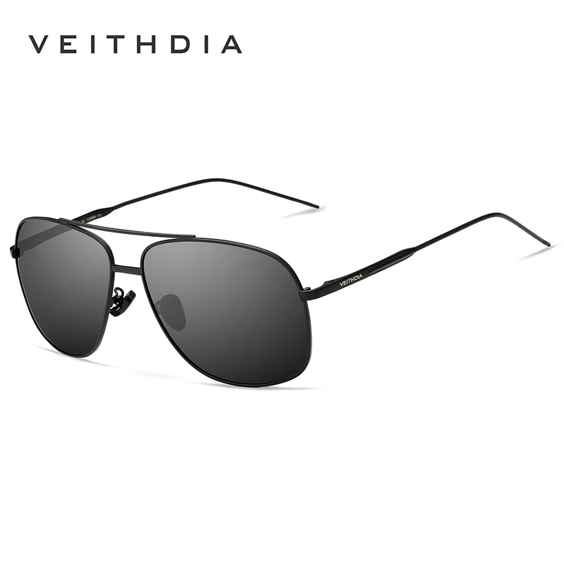 Мужские солнцезащитные очки VEITHDIA, винтажные прямоугольные очки с поляризационными стеклами, степень защиты UV400, для мужчин и женщин, V2495 - Цвет линз: Black Gray