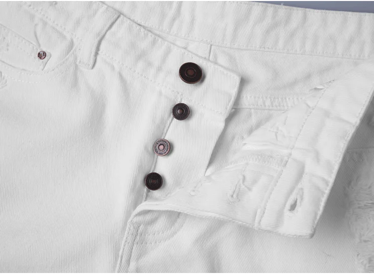Для мужчин летний белый рваные джинсовые шорты джинсы Для мужчин Европейский стиль мода кнопки высокое качество укороченные штаны K772