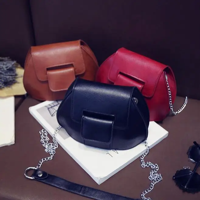 

Saddle bag 2016 new fashion handbags High quality PU leather Women bag Oil leather chain shoulder bag Retro Girl Messenger Bag